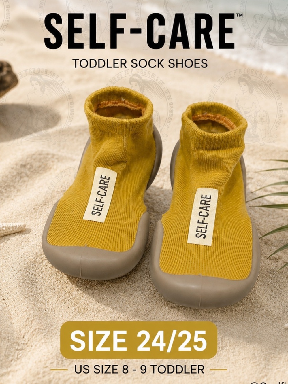 NWOT Mustard Yellow SELF-CARE Toddler Sock Shoes – Size 24/25 (US Toddler 8–9)